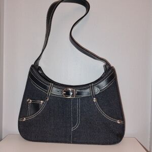 SALE Excellent Vintage Early 2000s Dark Denim Shoulder Bag Jean Purse Y2K Style